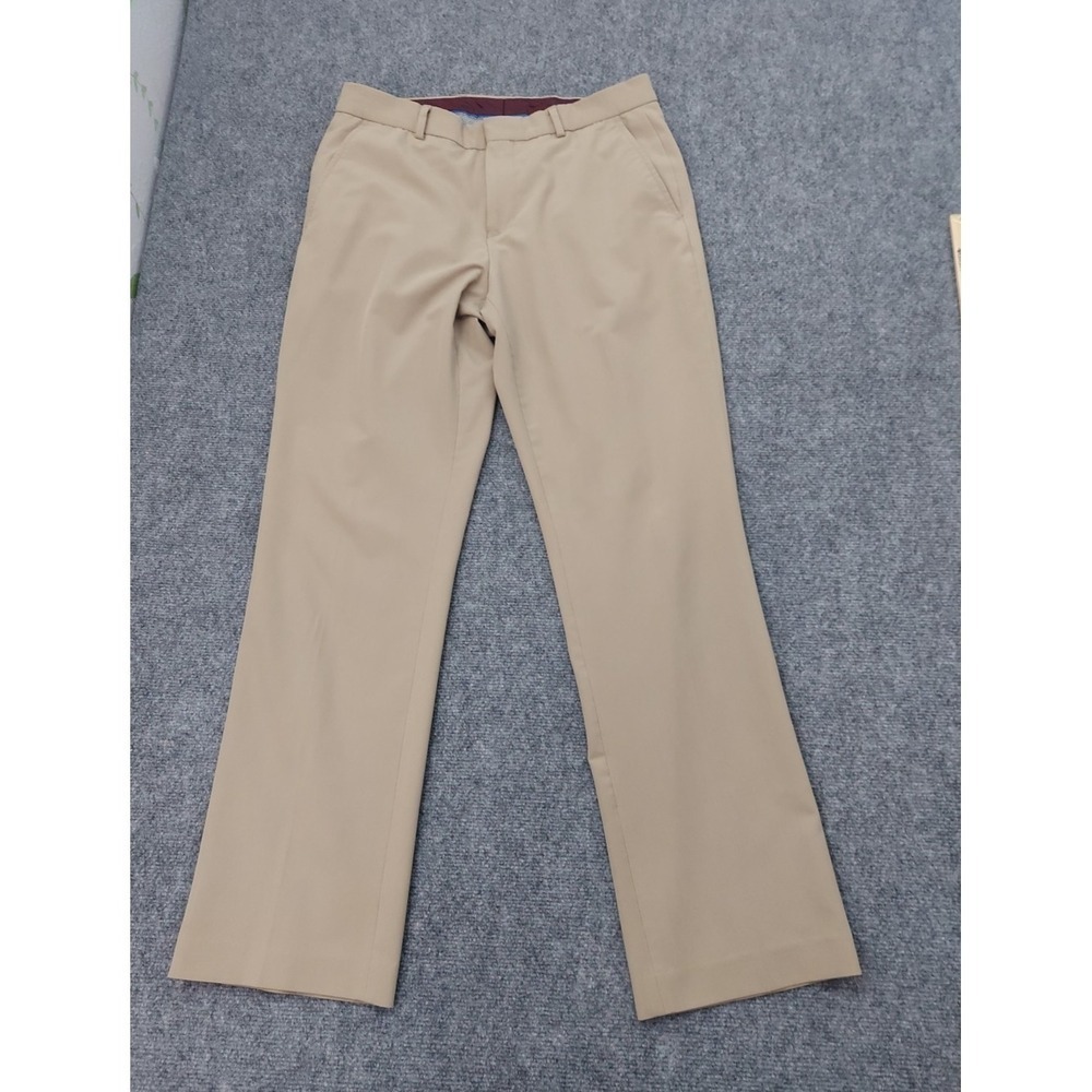 Egara Pants Mens 32x32 Beige Slim Fit Stretch Dress Flat Front Stretch Preppy